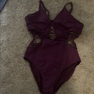 Ambrielle Purple Strappy One-Piece Swimsuit